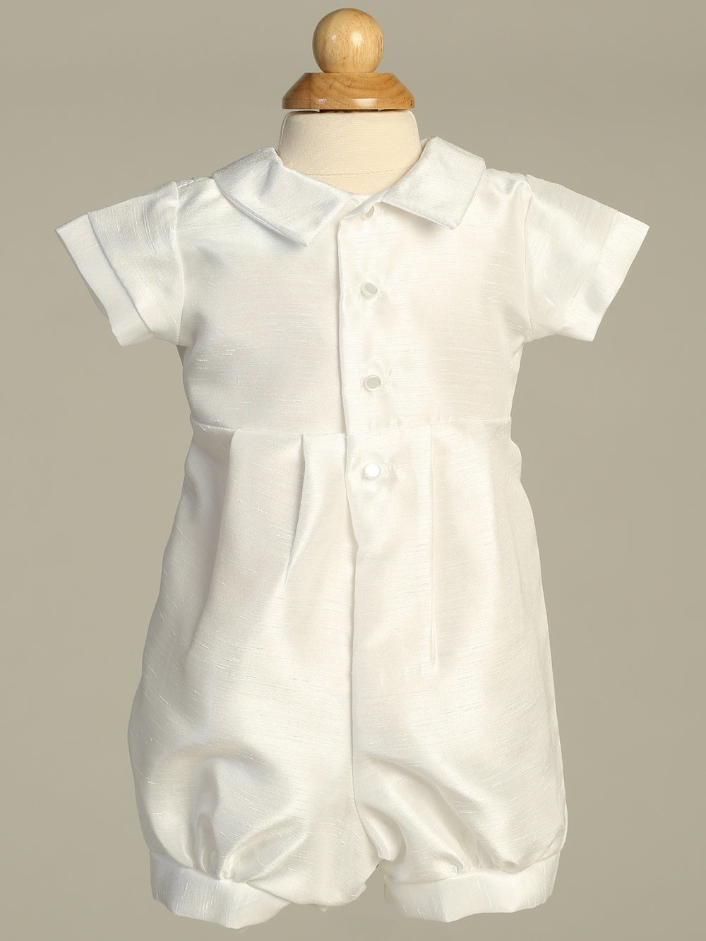 Shantung romper with embroidered cross and hat