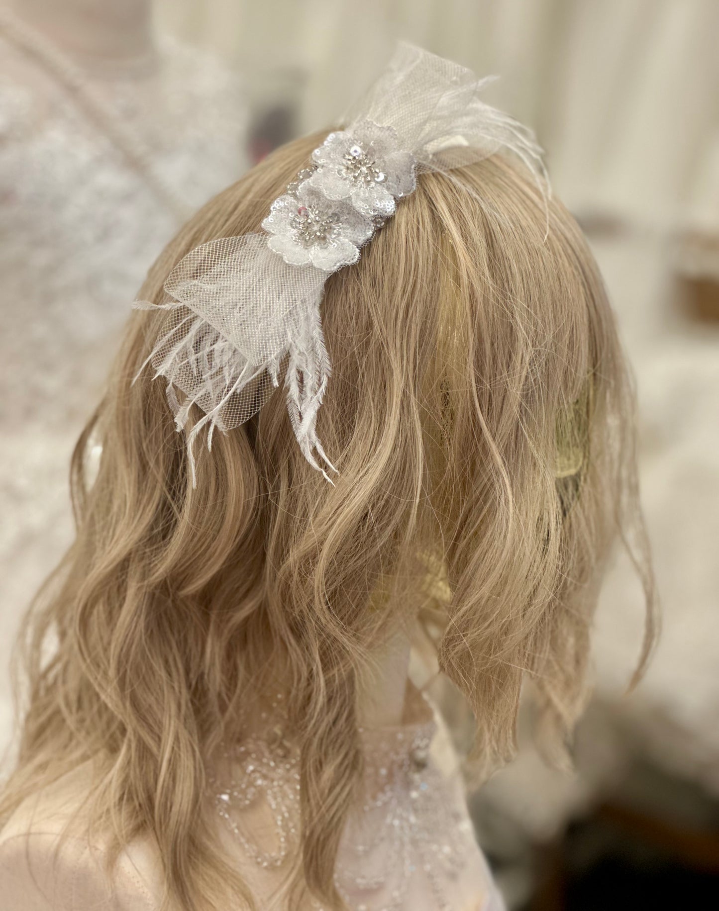 Ivory Headband w/Bow/Flowers