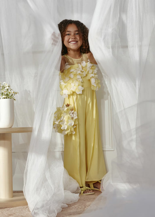 Abel & Lula Girl 3D Floral Chiffon Jumpsuit