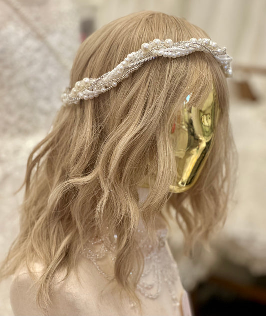 Ivory Pearl/Rhinestone Braided Headpiece