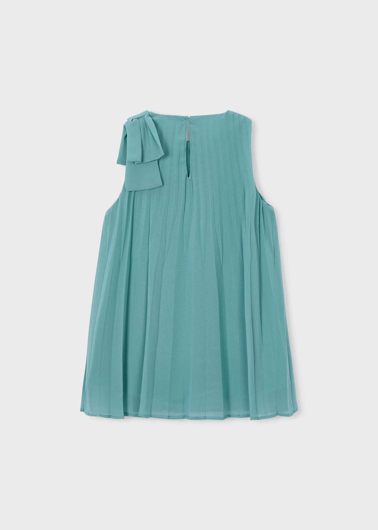 Mayoral Girl Pleated Dress with Shoulder Bow
