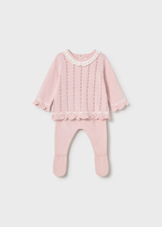 Mayoral Newborn Girl Knit Pants and Sweater Set