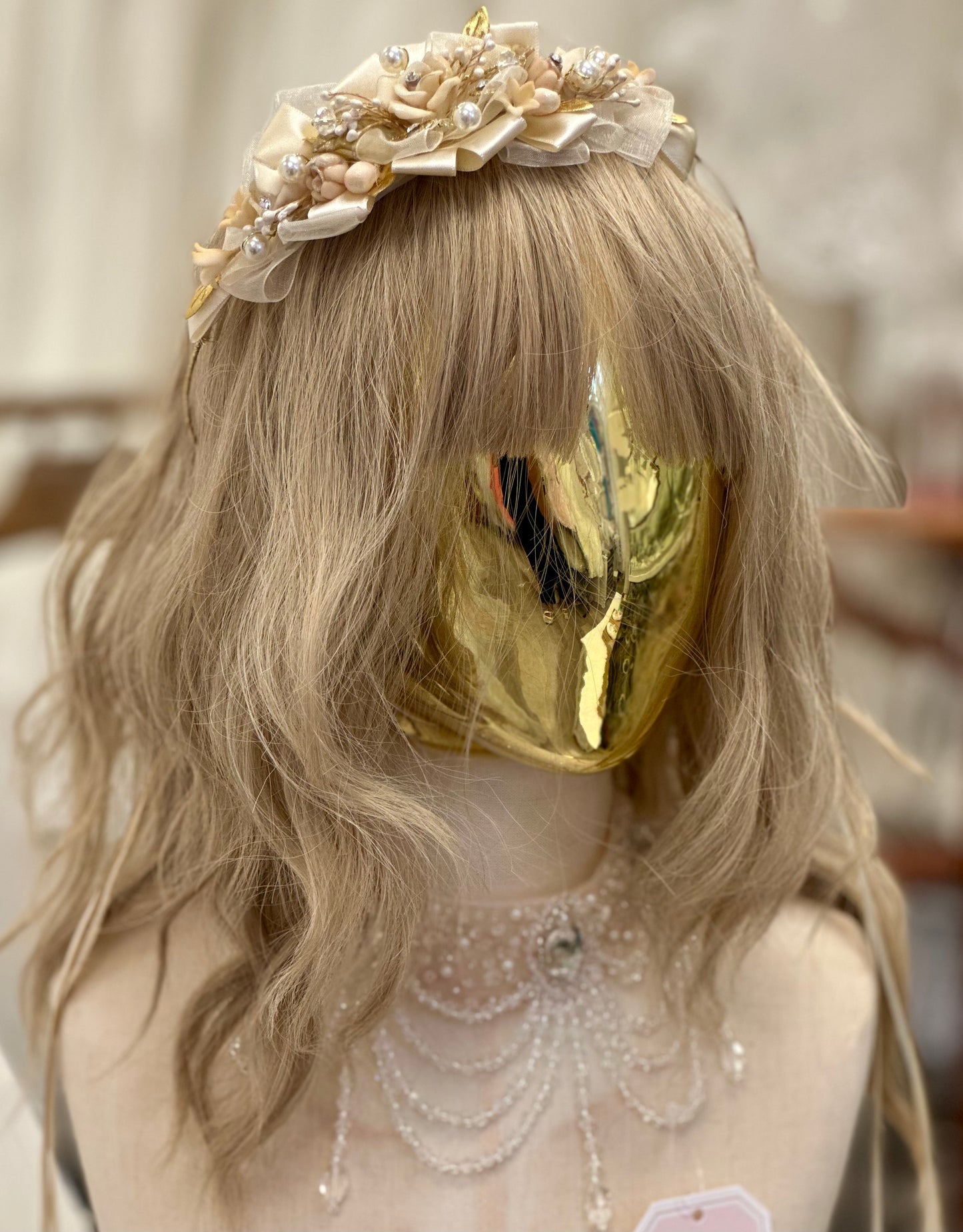 Champagne/Gold Floral Hair Garland