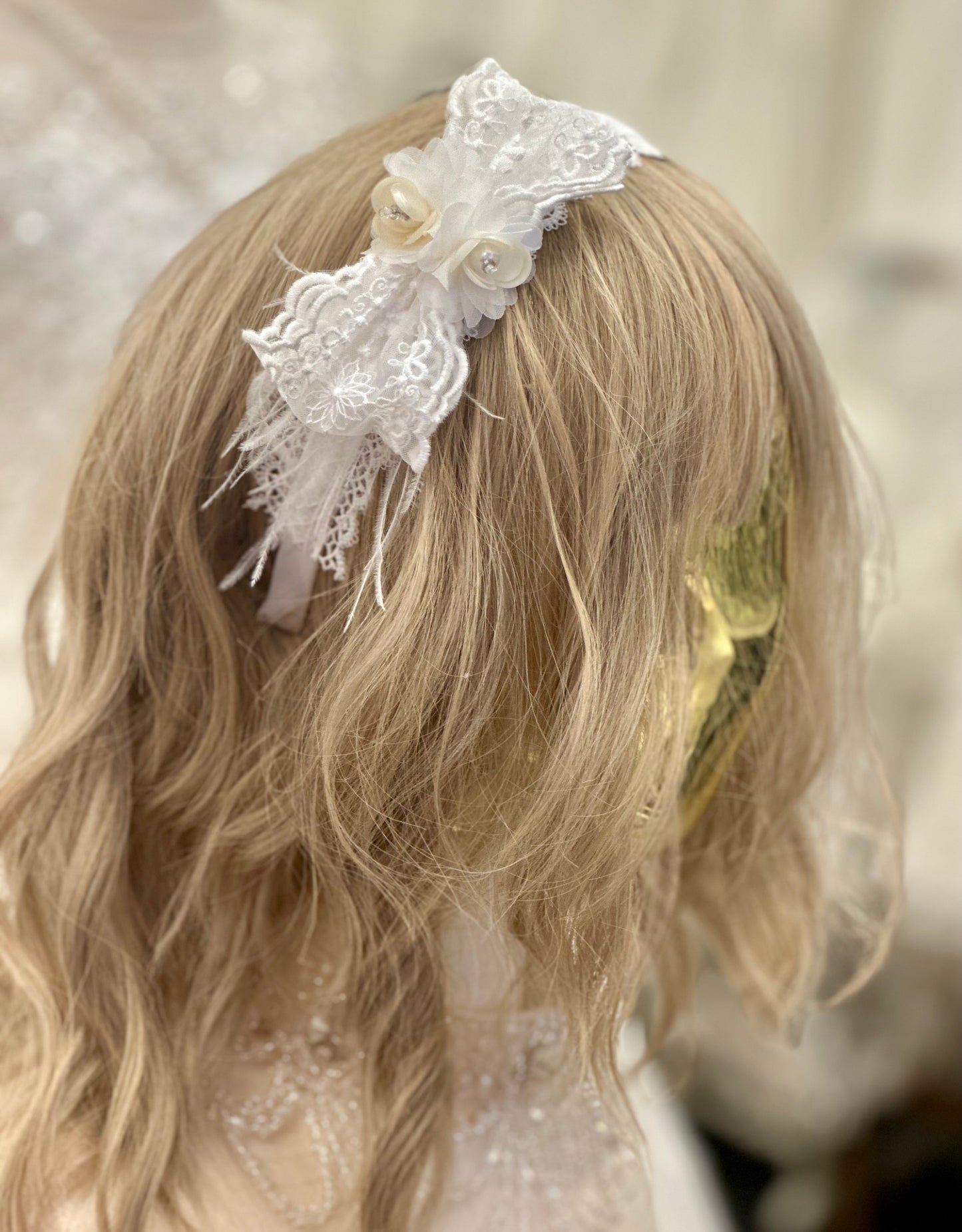 Satin Headband w/Lace/Flowers/Bow