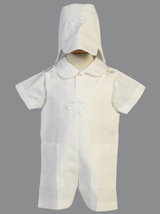 2pc Cotton romper with embroidered Cross