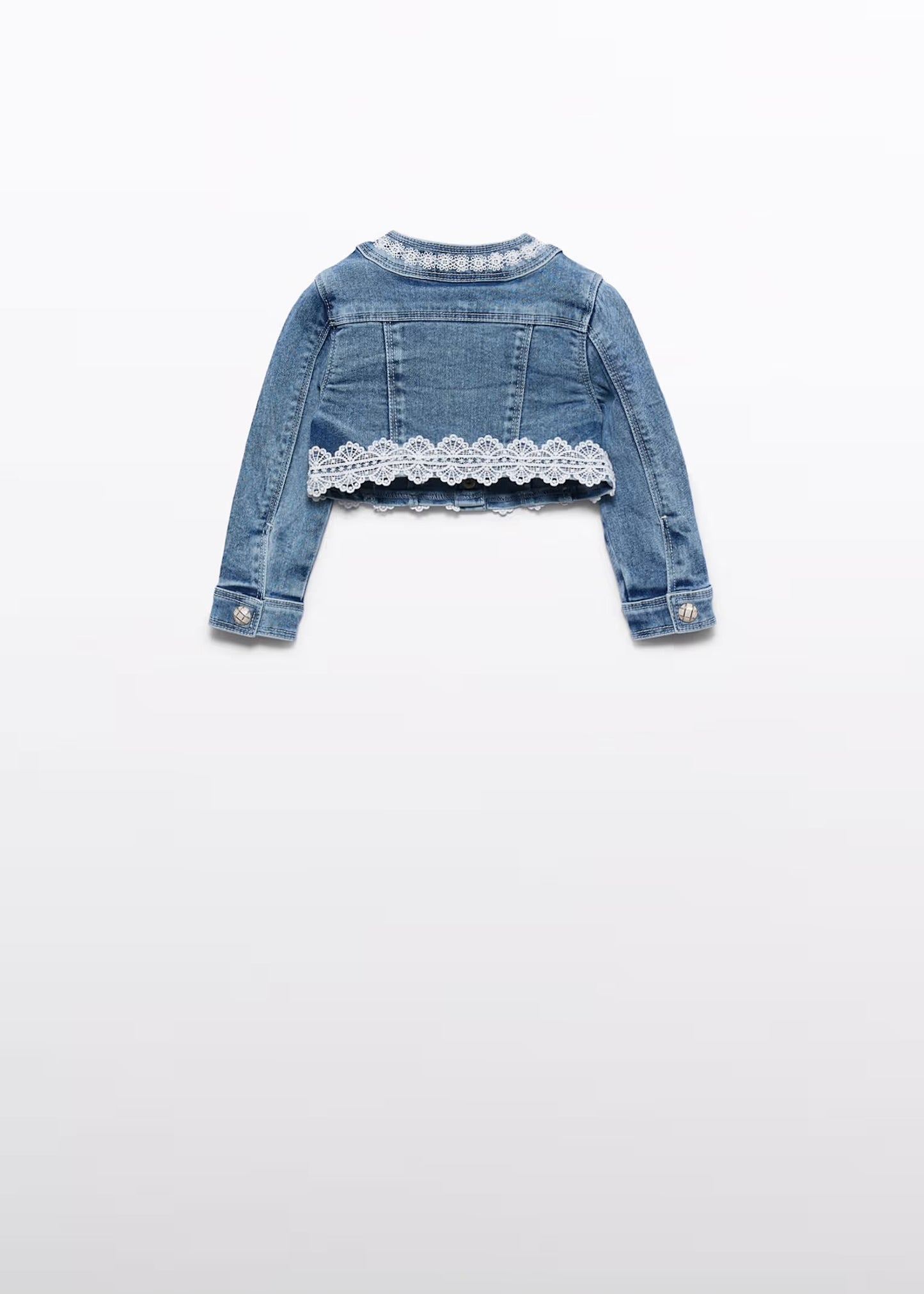 Abel & Lula Girl Guipure Denim Crop Jacket