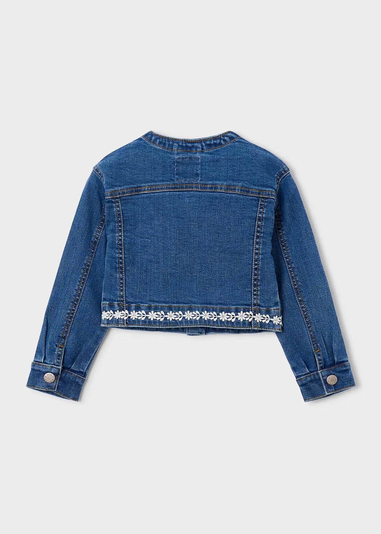 Mayoral Girl Denim Jacket with Guipure Details