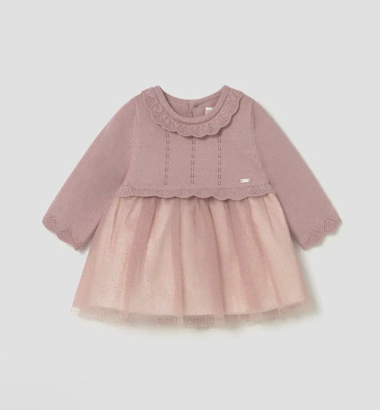 Mayoral Newborn Girl Tulle and Knit Dress
