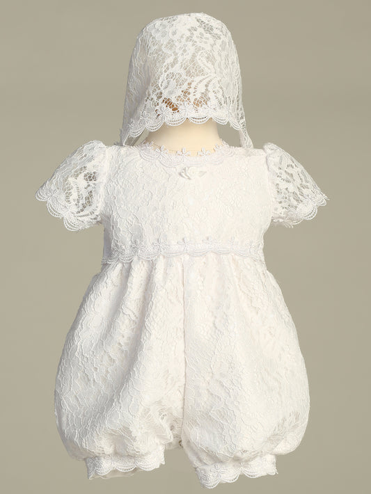 Lace Romper with Bonnet