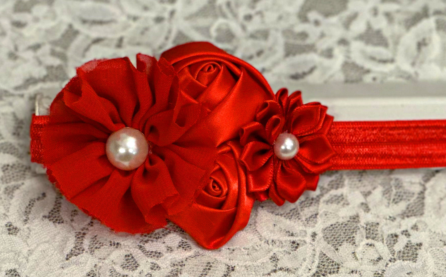 Red Headband with Flowers