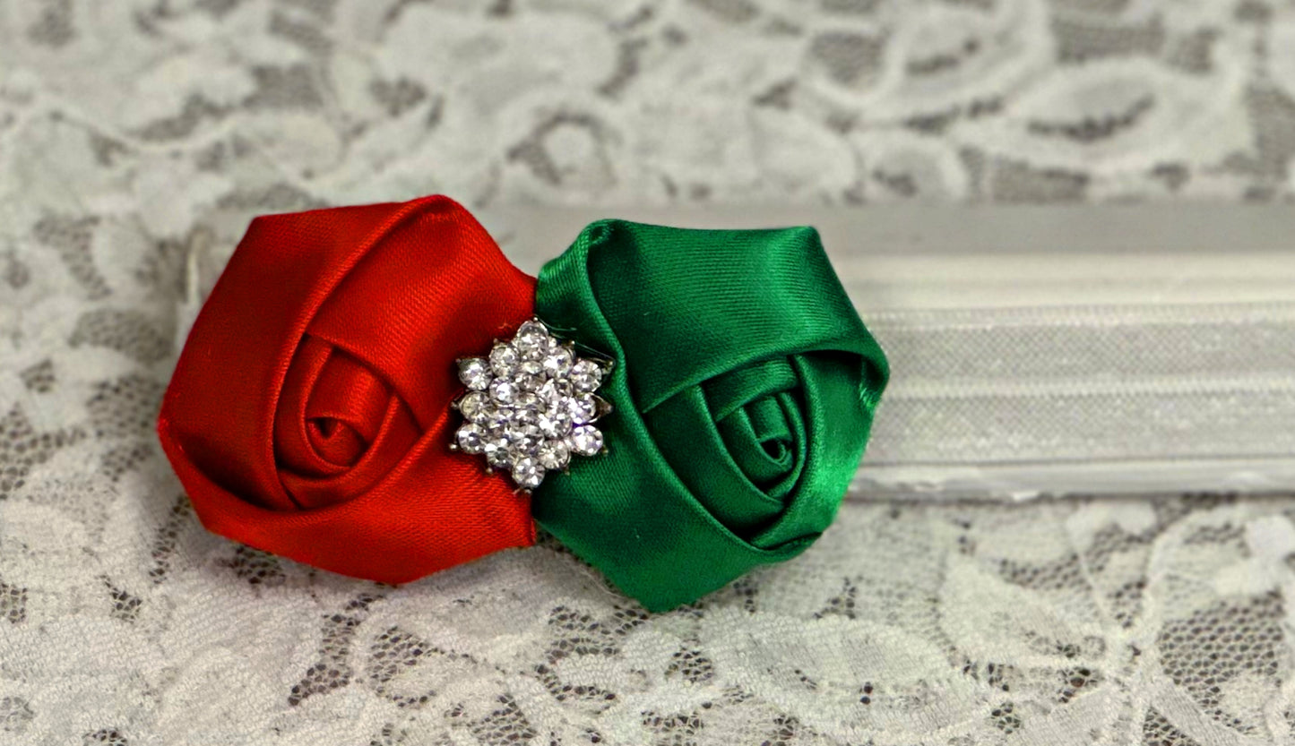 White Headband with Rosettes