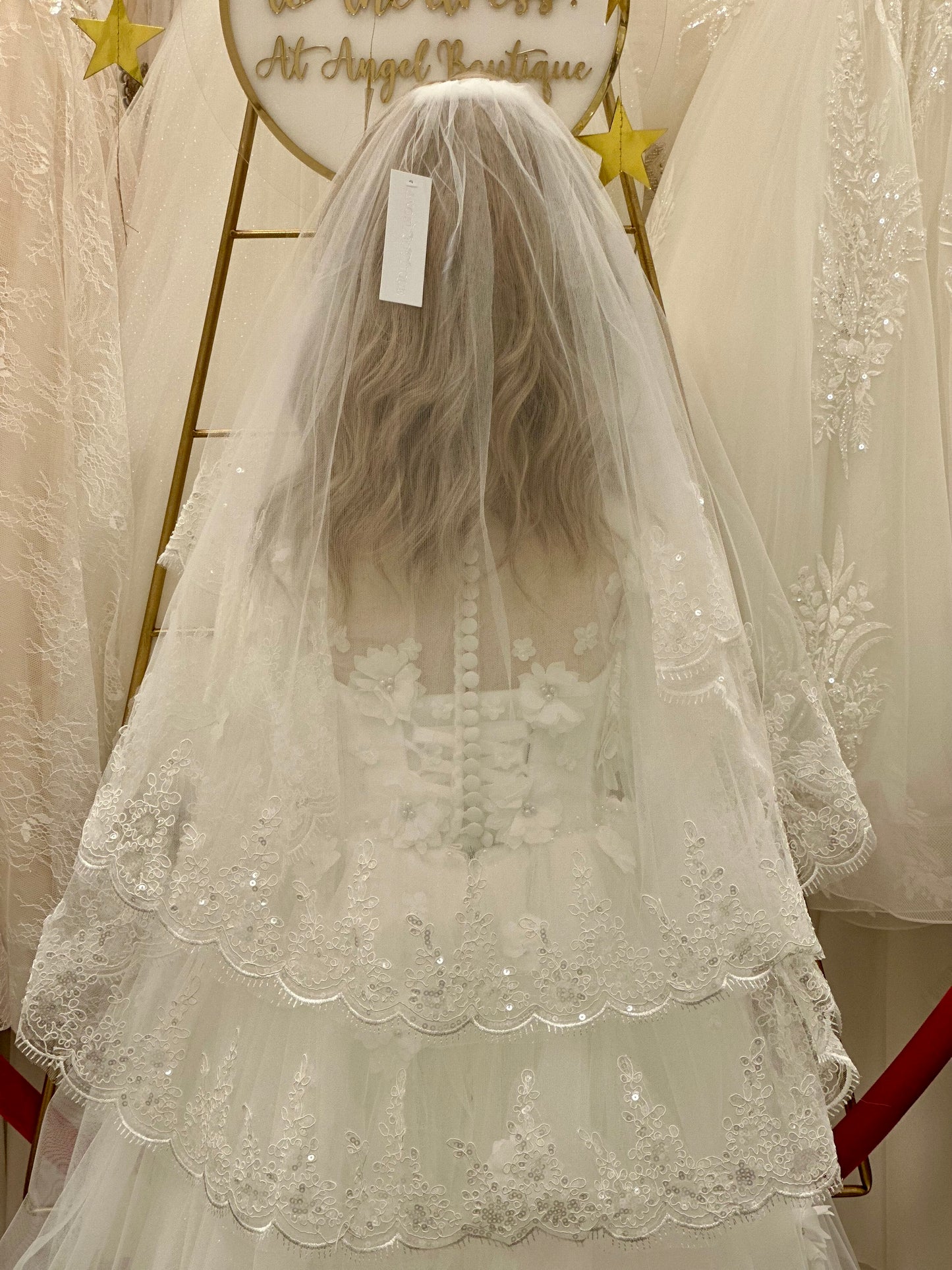 Ivory Veil with Lace Edge