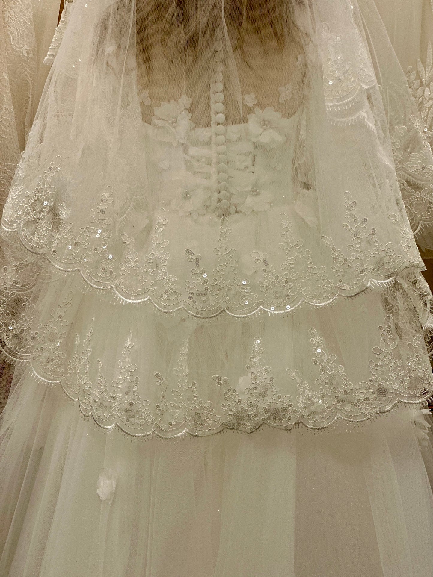 Ivory Veil with Lace Edge