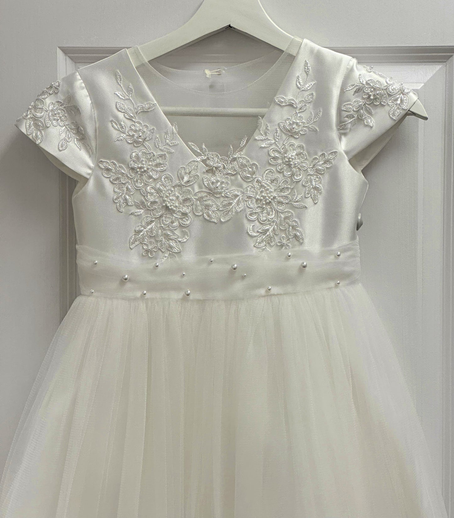 Girls Satin and Tulle Embroidered Dress