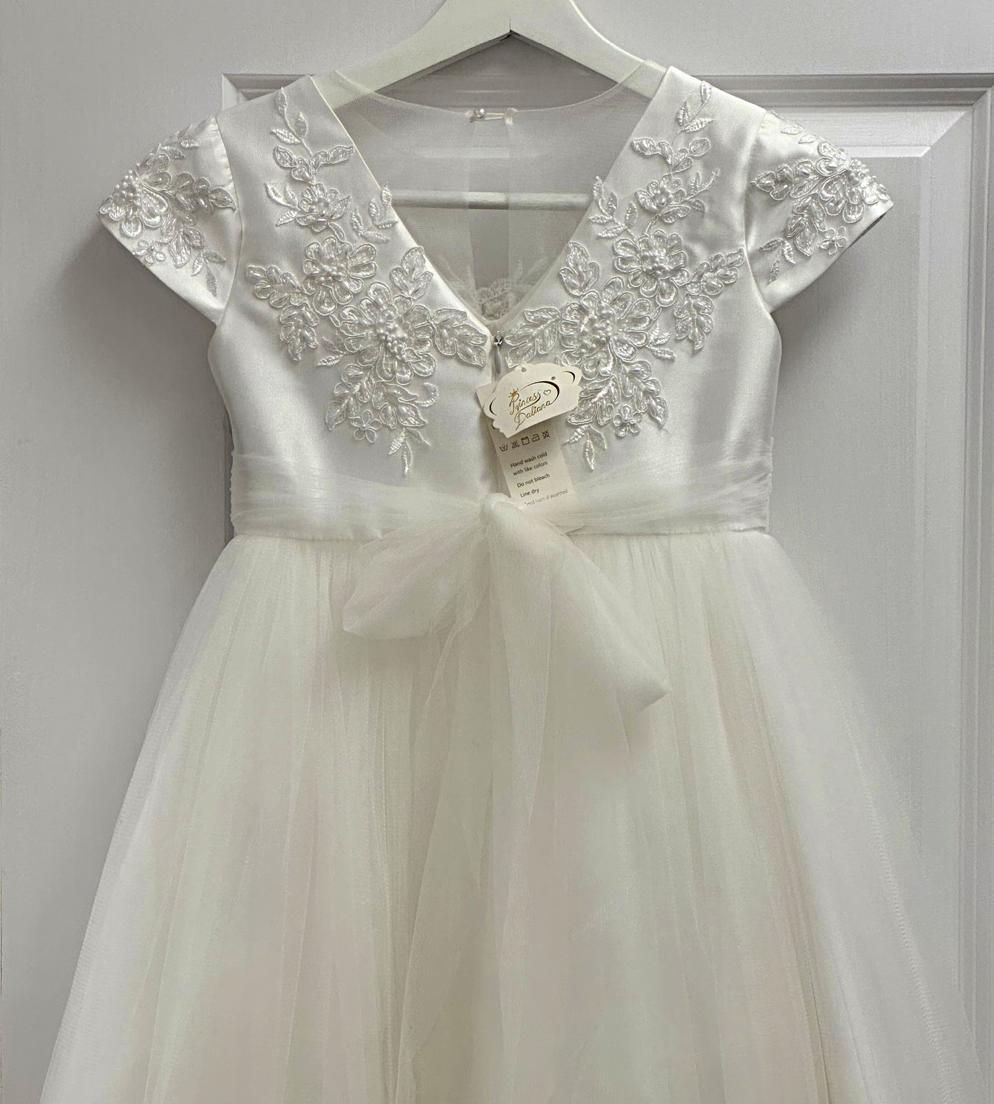 Girls Satin and Tulle Embroidered Dress