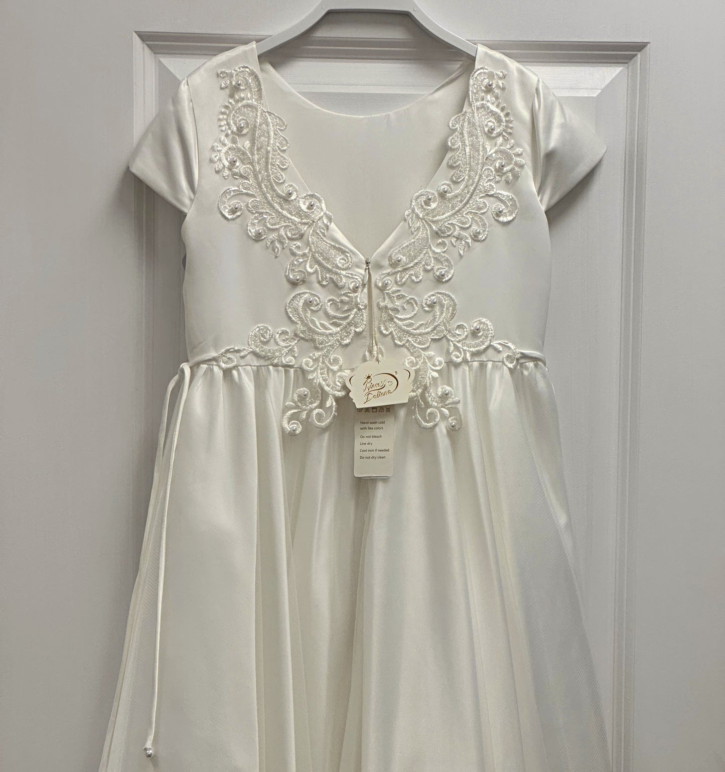 Girls Satin Dress with Embroidery