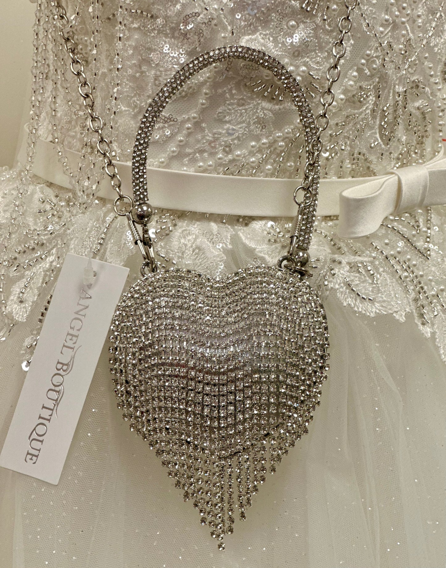 Mini Rhinestone Heart Bag