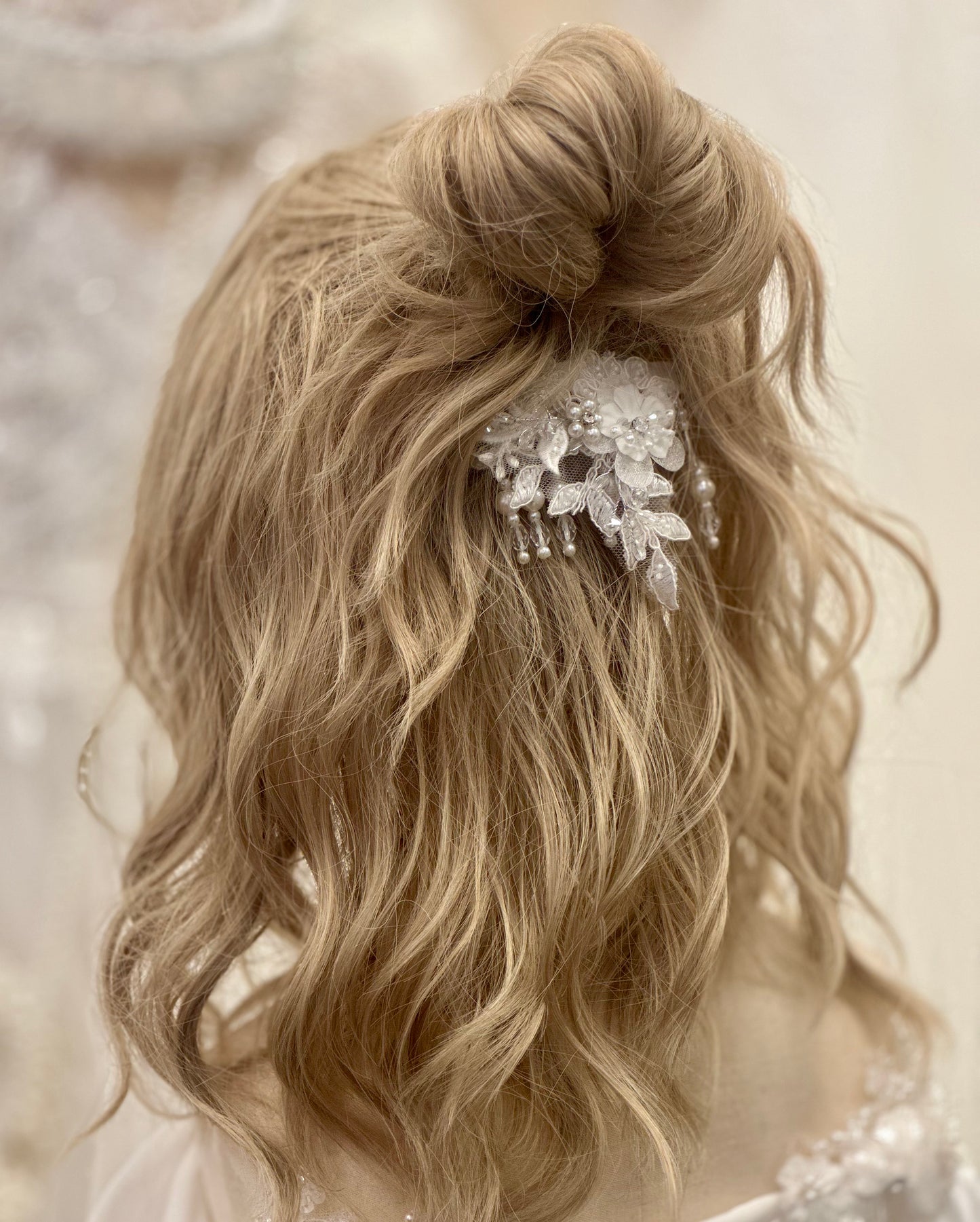 Girls Rhinestone Floral Under Bun Comb