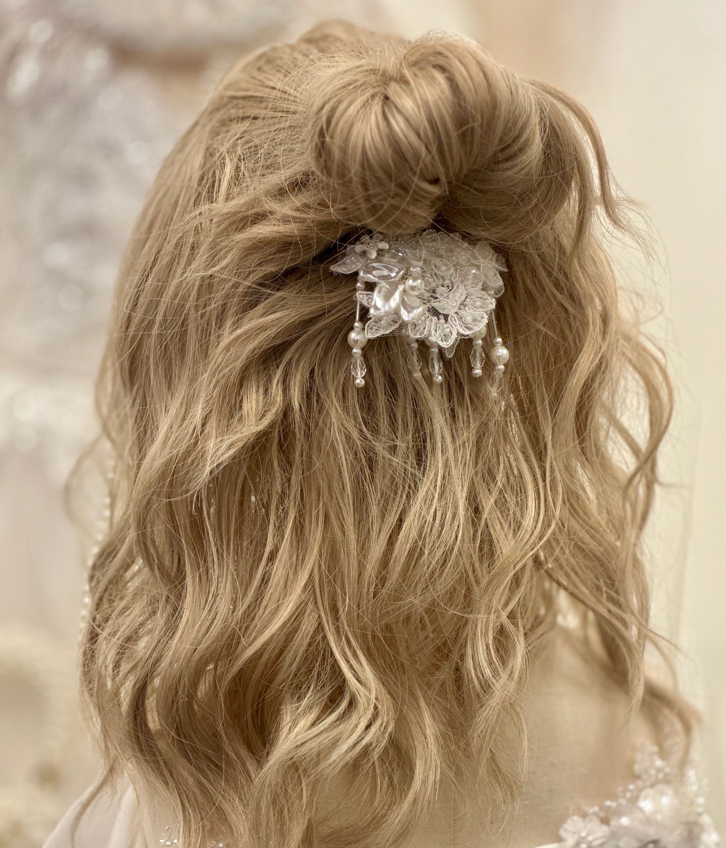 Girls Rhinestone Floral Under Bun Comb