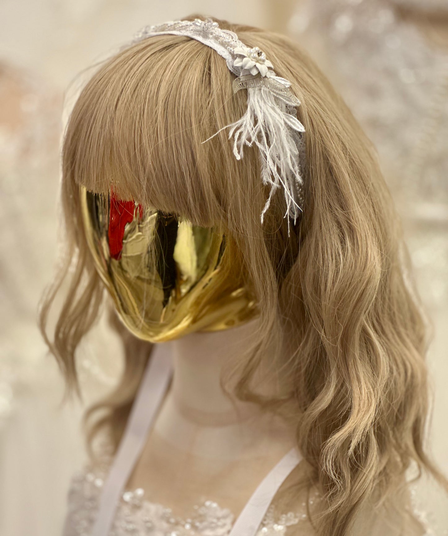 Girls Floral Headband w/Feathers