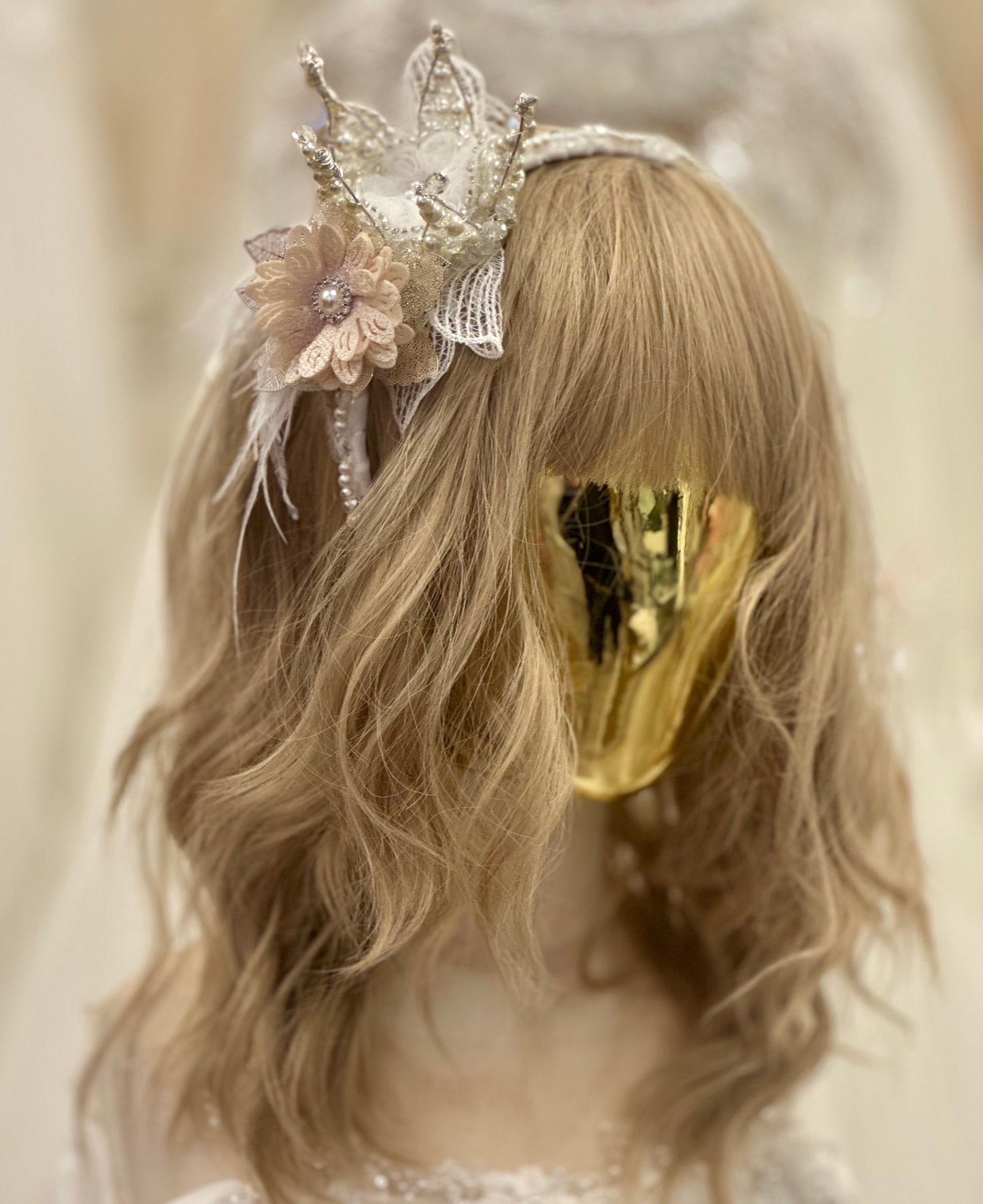 AB Beaded Crystal Headband w/Crown