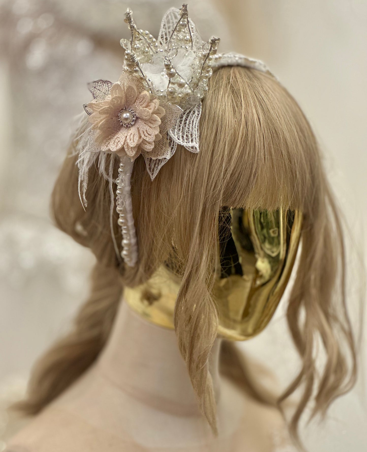 AB Beaded Crystal Headband w/Crown