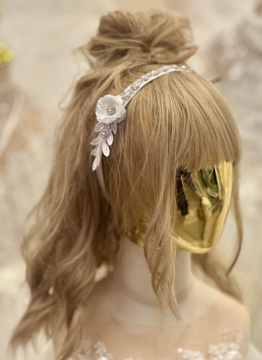 Girls Floral Headband w/Feathers