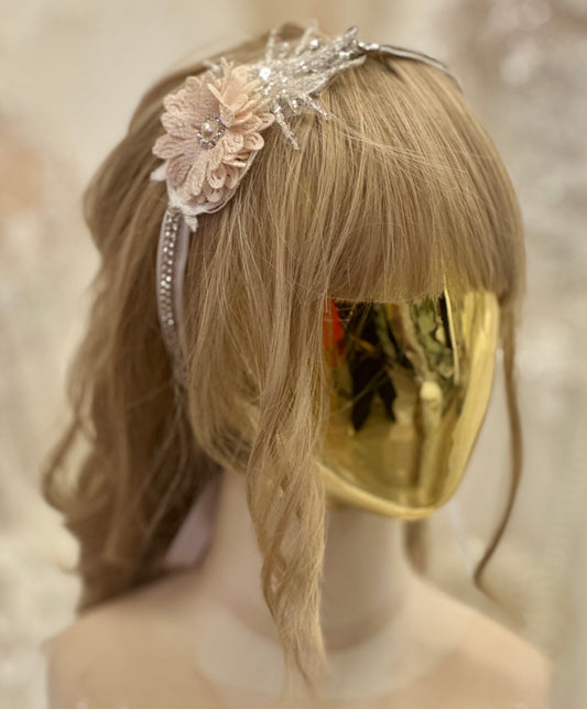 Girls Floral Headband w/Feathers