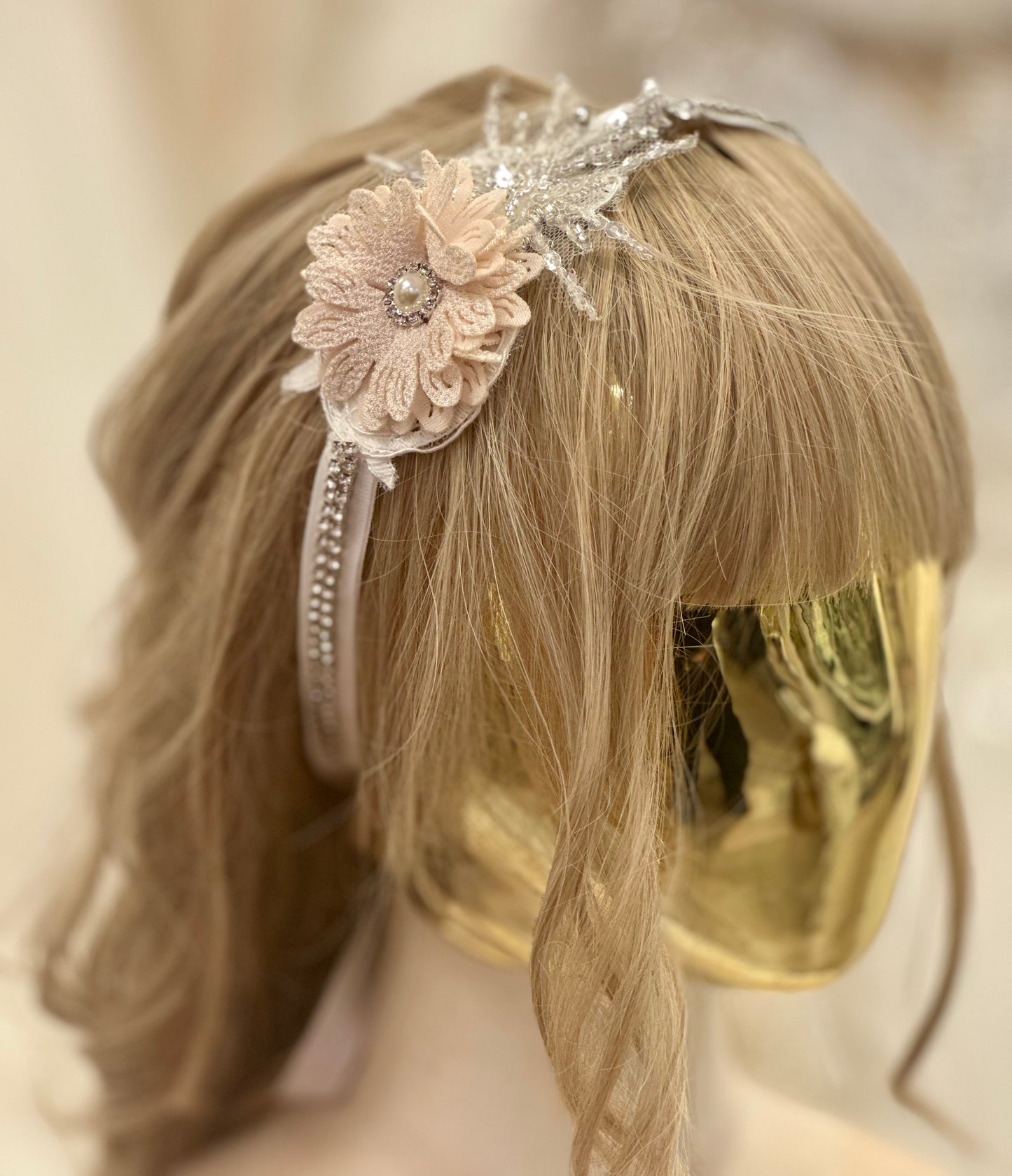 Girls Floral Headband w/Feathers
