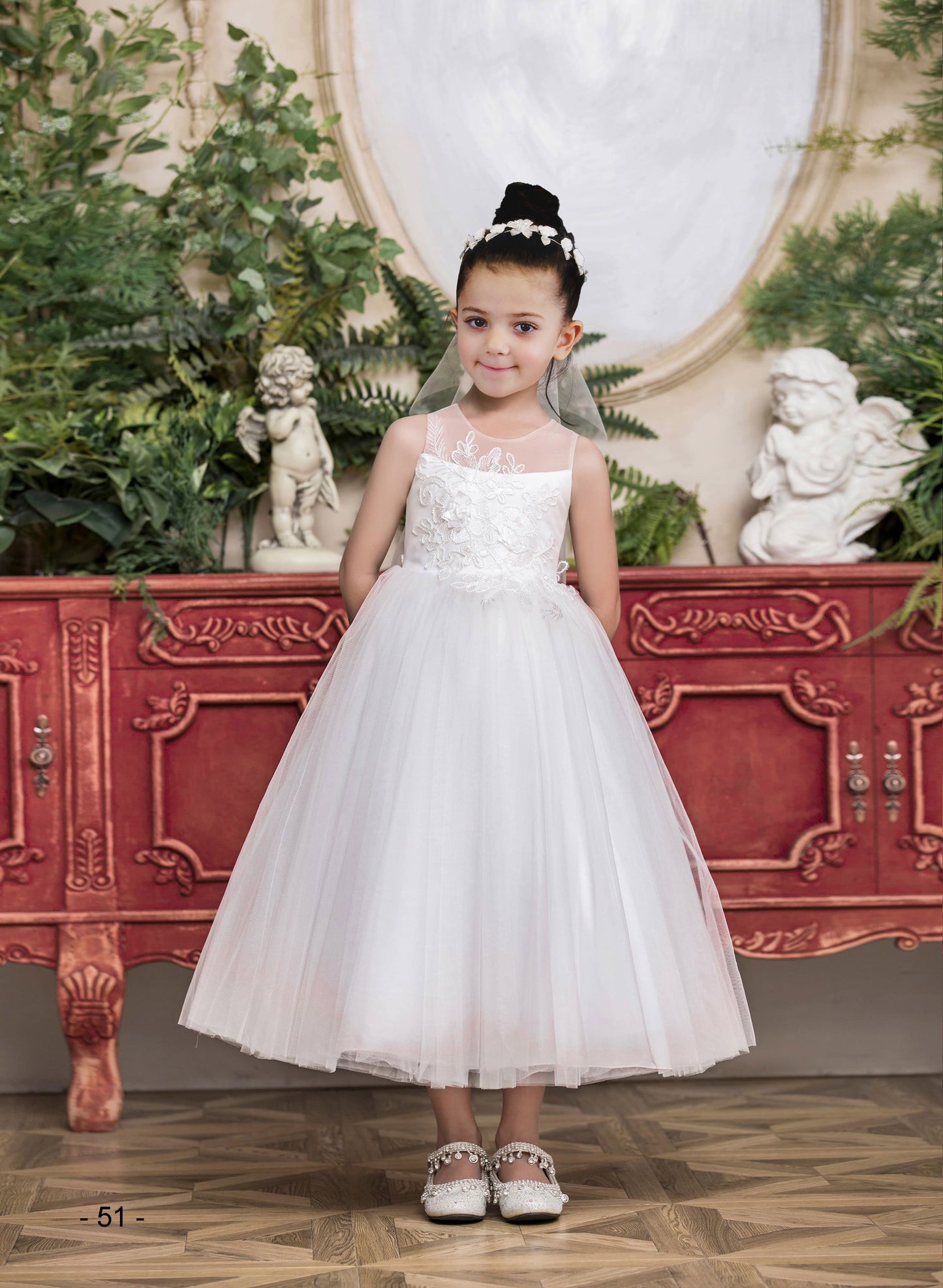 Girls Embroidered Tulle Dress