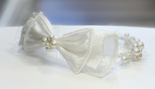 Pearl Beaded Headband with Bow