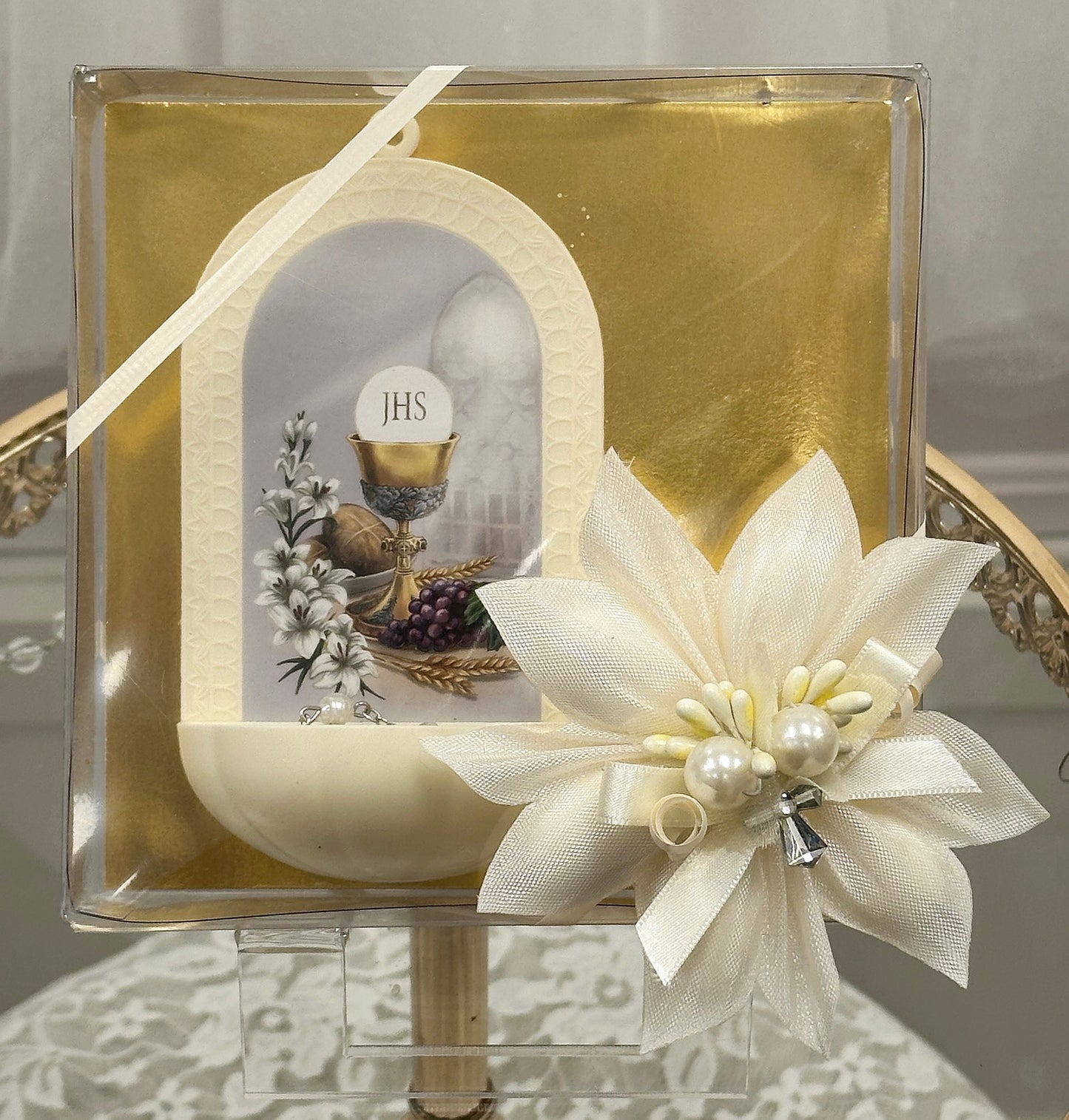 First Communion Font w/Rosary
