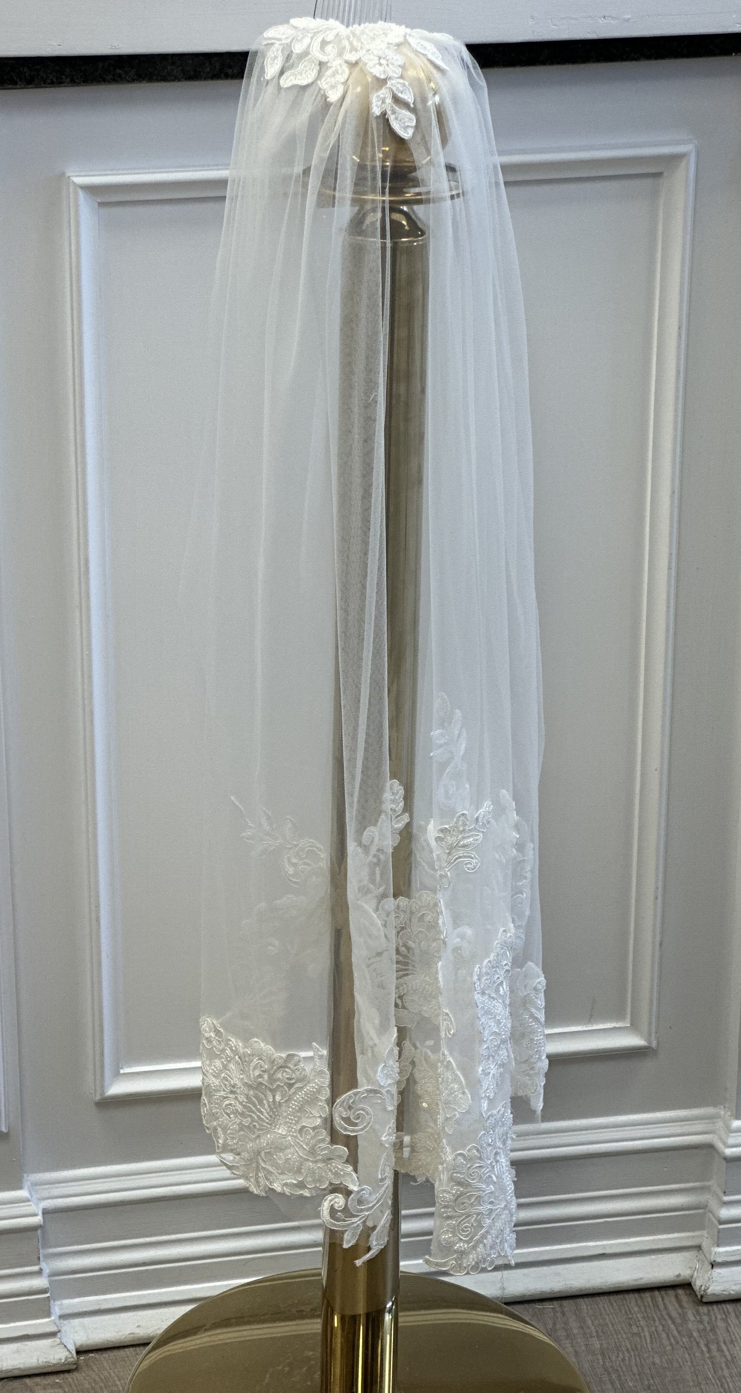 Ivory Veil with Lace Trim