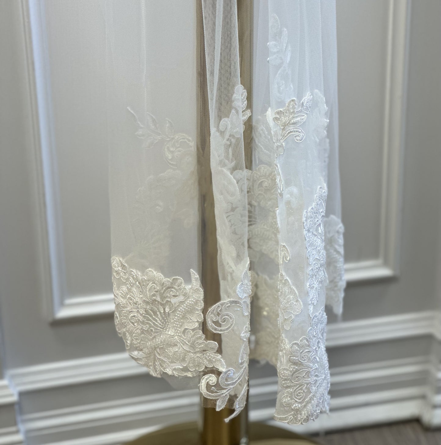 Ivory Veil with Lace Trim
