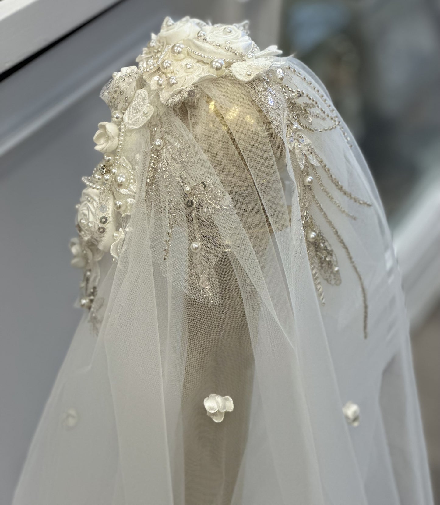 Ivory Veil with Floral Accents