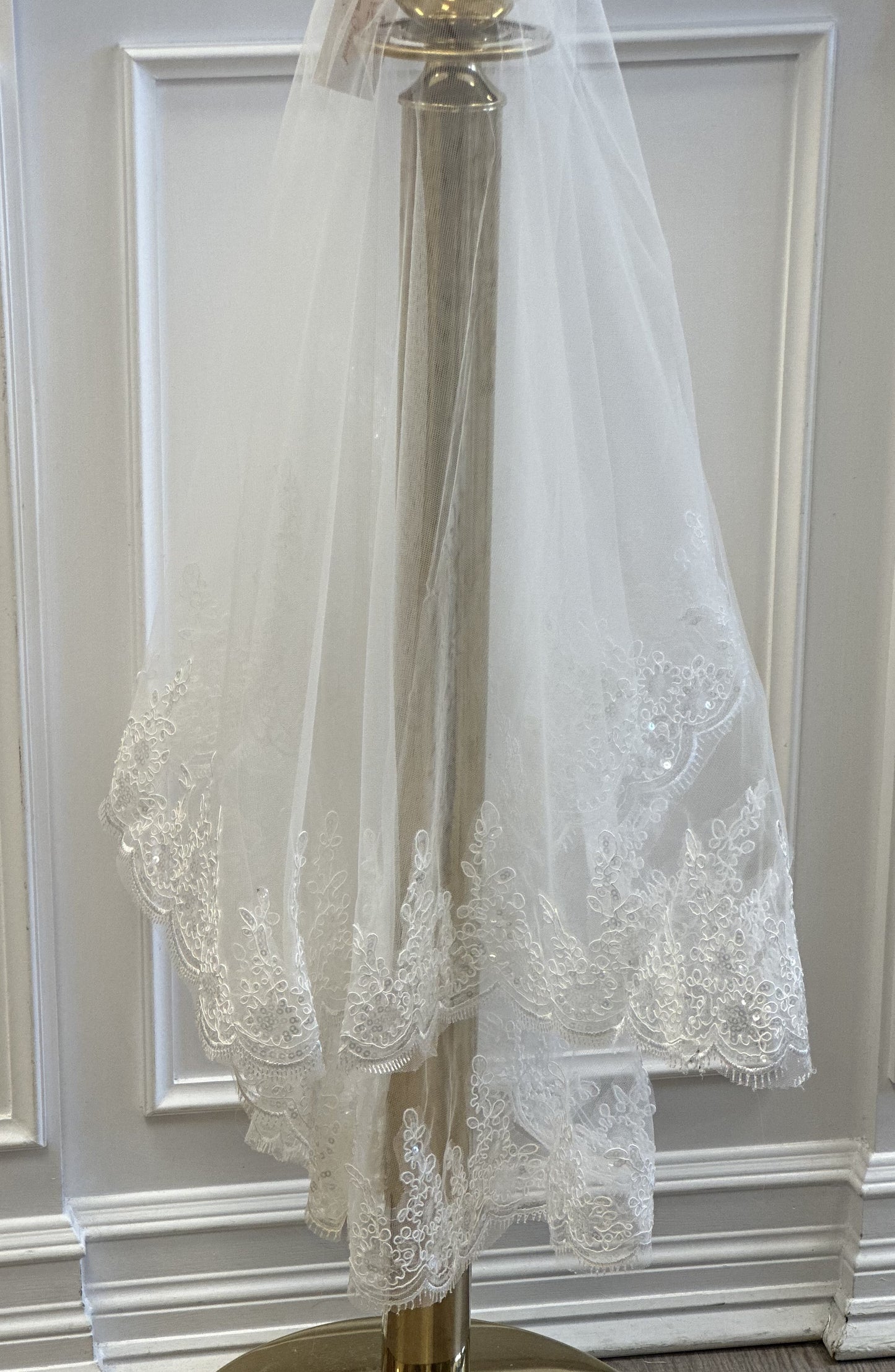 Ivory Veil with Lace Edge