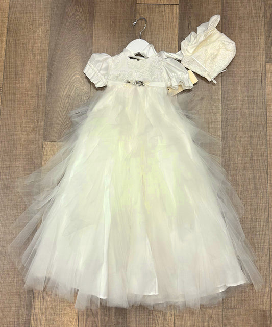 Macis Princess Baptism Gown & Bonnet