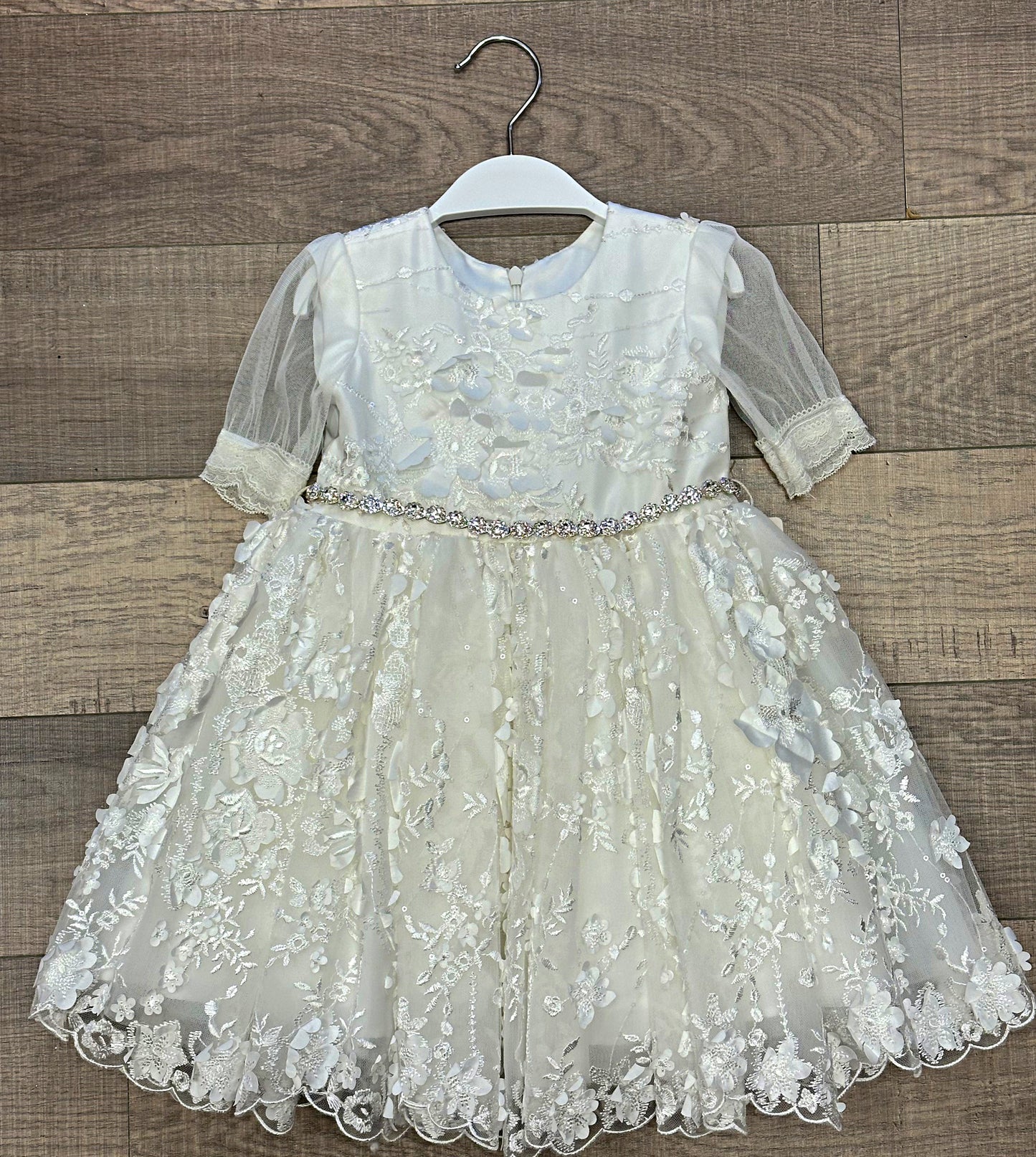 Infant Embroidered 3D Floral Lace Dress