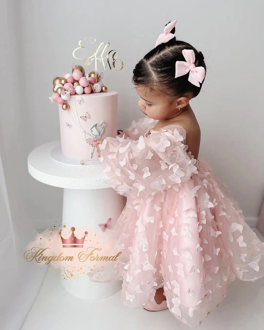 Girls Dress with 3D Butterflies