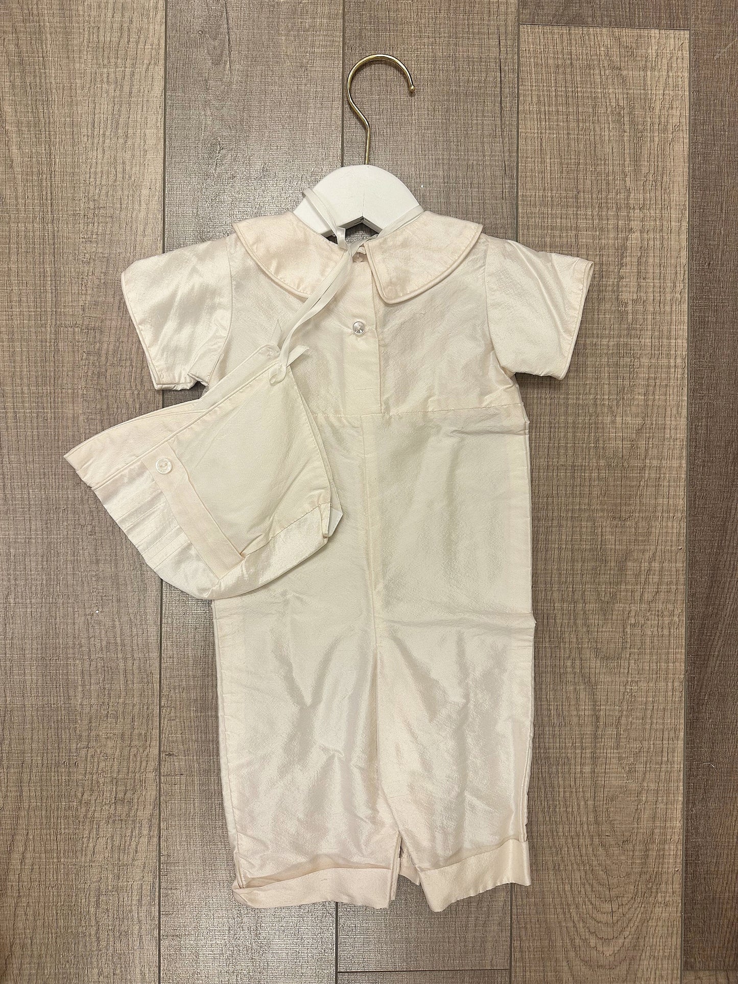 Boys Dupioni Silk Coveralls w/Diamond Stitch