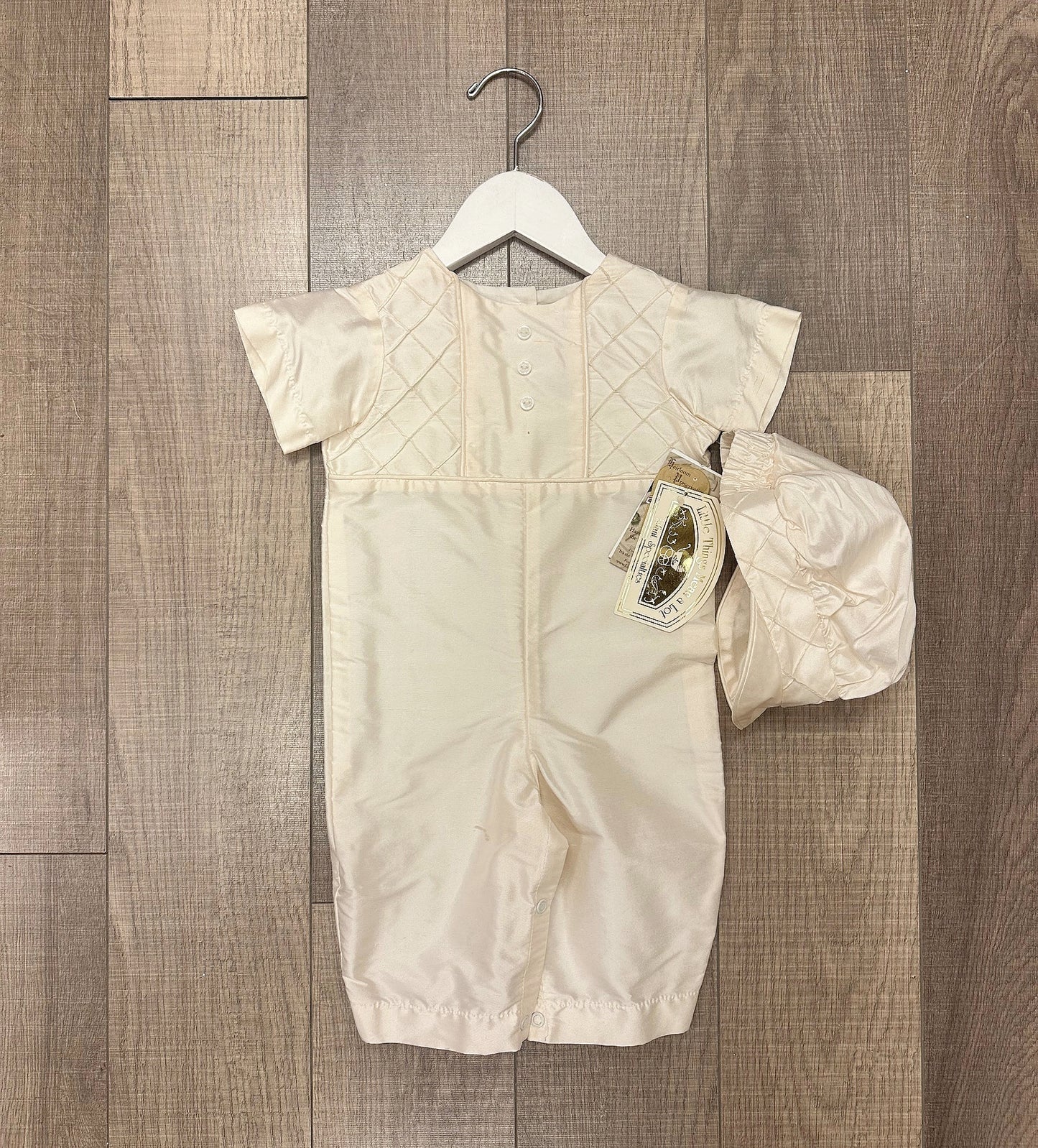 Boys Dupioni Silk Coveralls w/Diamond Stitch