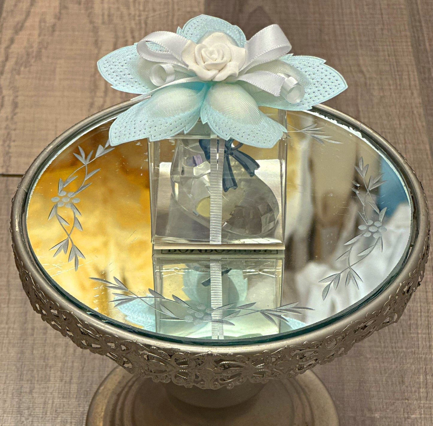 Glass Baby Shoe Blue