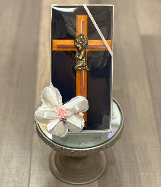 Baby Girl Cross Oak/Brass Pink