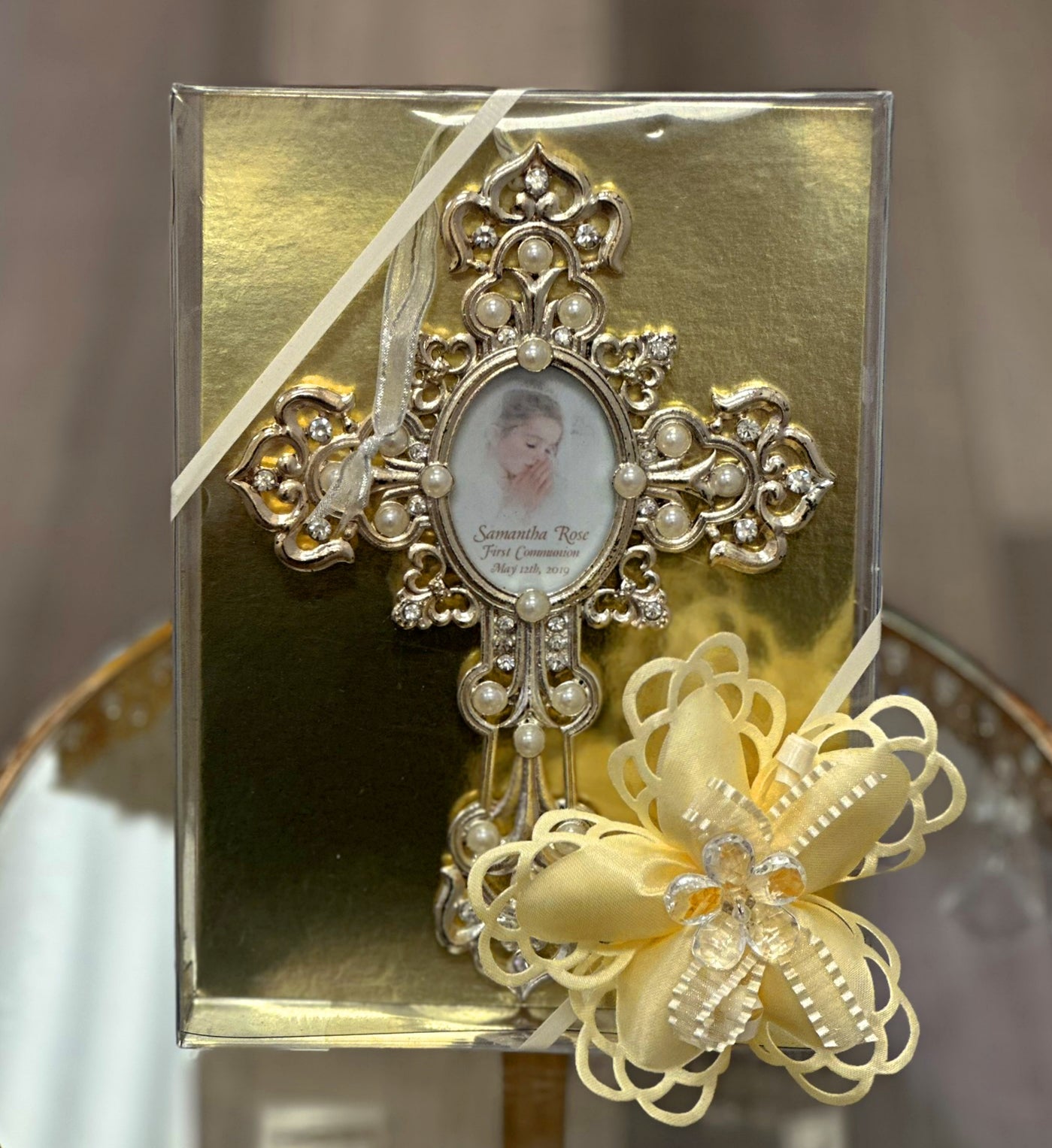 Hanging Pearl/Rhinestone Cross