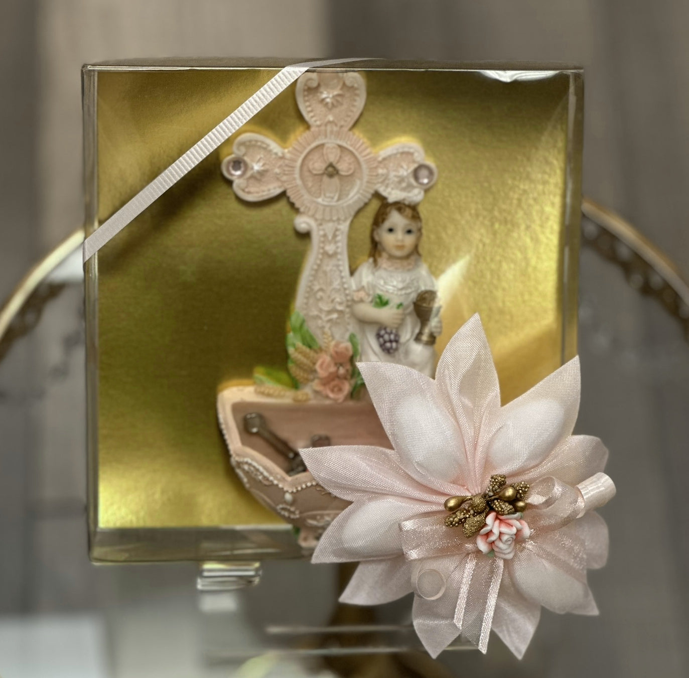 Praying Girl Font with Decade Rosary