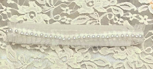 Ruffled Headband with Pearls