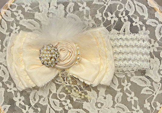 Infant Lace Headband with Silk Bow