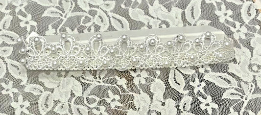 Infant Lace Headband with Pearls