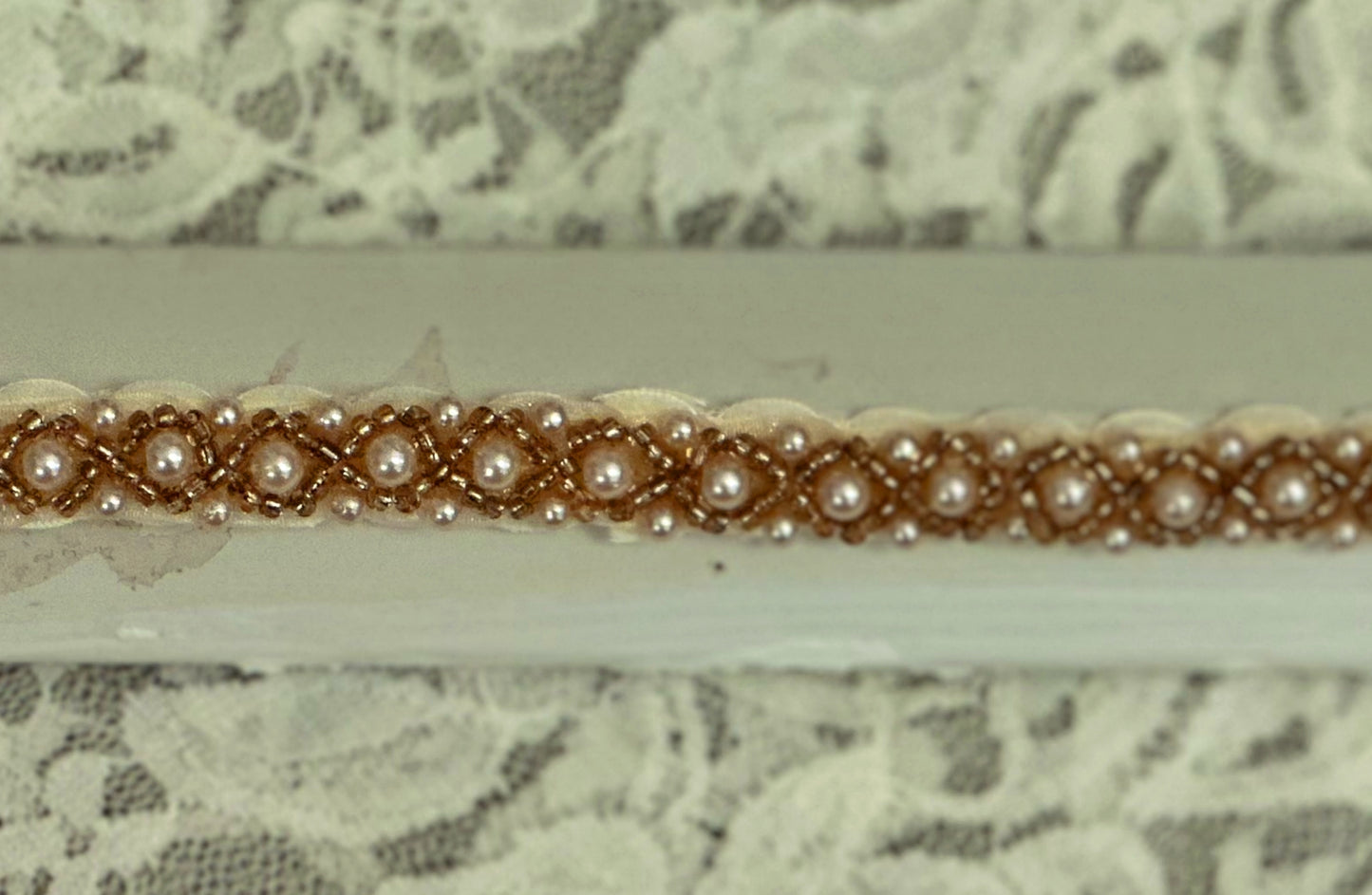 Ivory Lace Beaded Headband