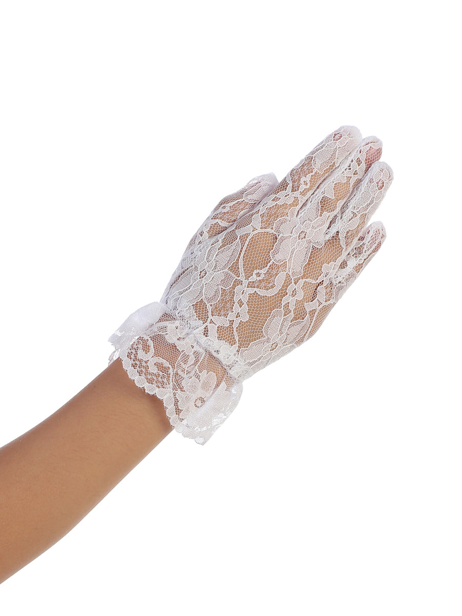 Girl's Wrist Length Lace Gloves